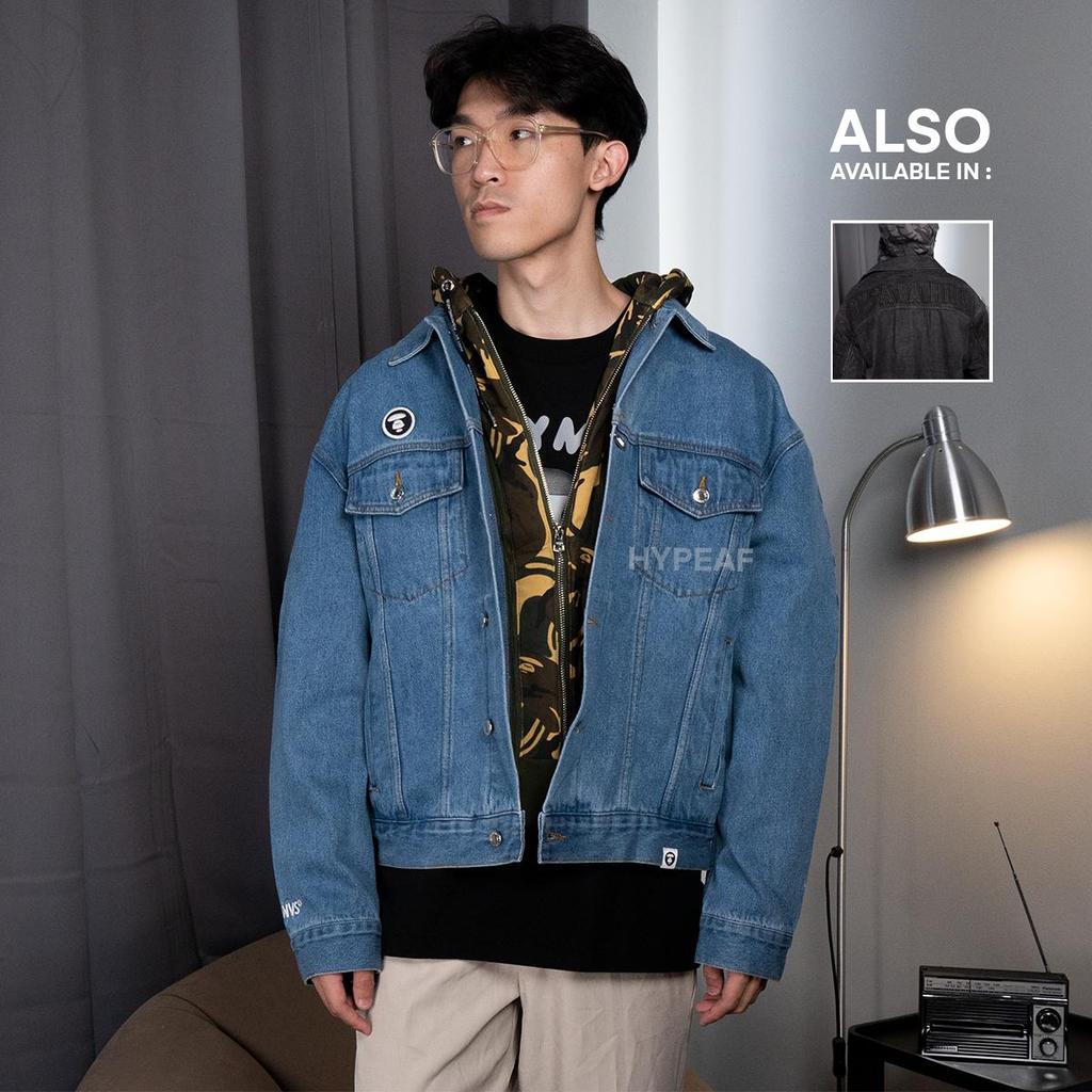 Jaket AAPE by A Bathing Ape Denim Zip Jacket [100% Authentic]