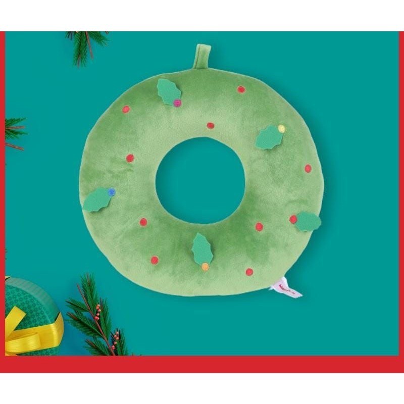 Miniso Bantal Leher 2in1 U shaped Neck Pillow Bantal Donut Garland Natal