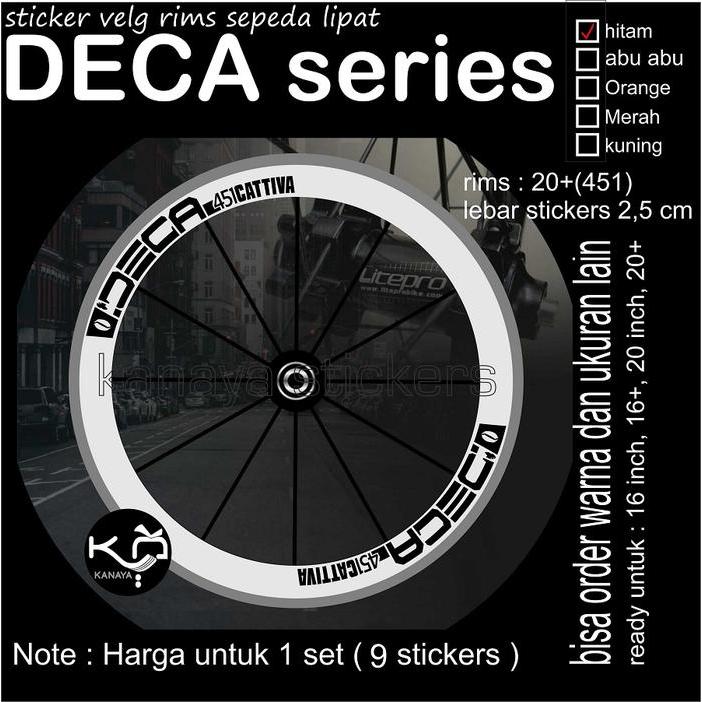 Sepeda Lipat Seli Stiker Velg Sticker Rims Decal Folding DECA 3 CM - Hitam, 20+(451) Terlaris