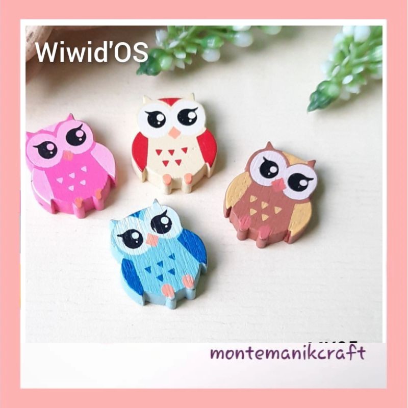 MANIK (5 bj) MANIK KAYU OWL 15 x 20 MM MK05 MONTEMANIK CRAFT