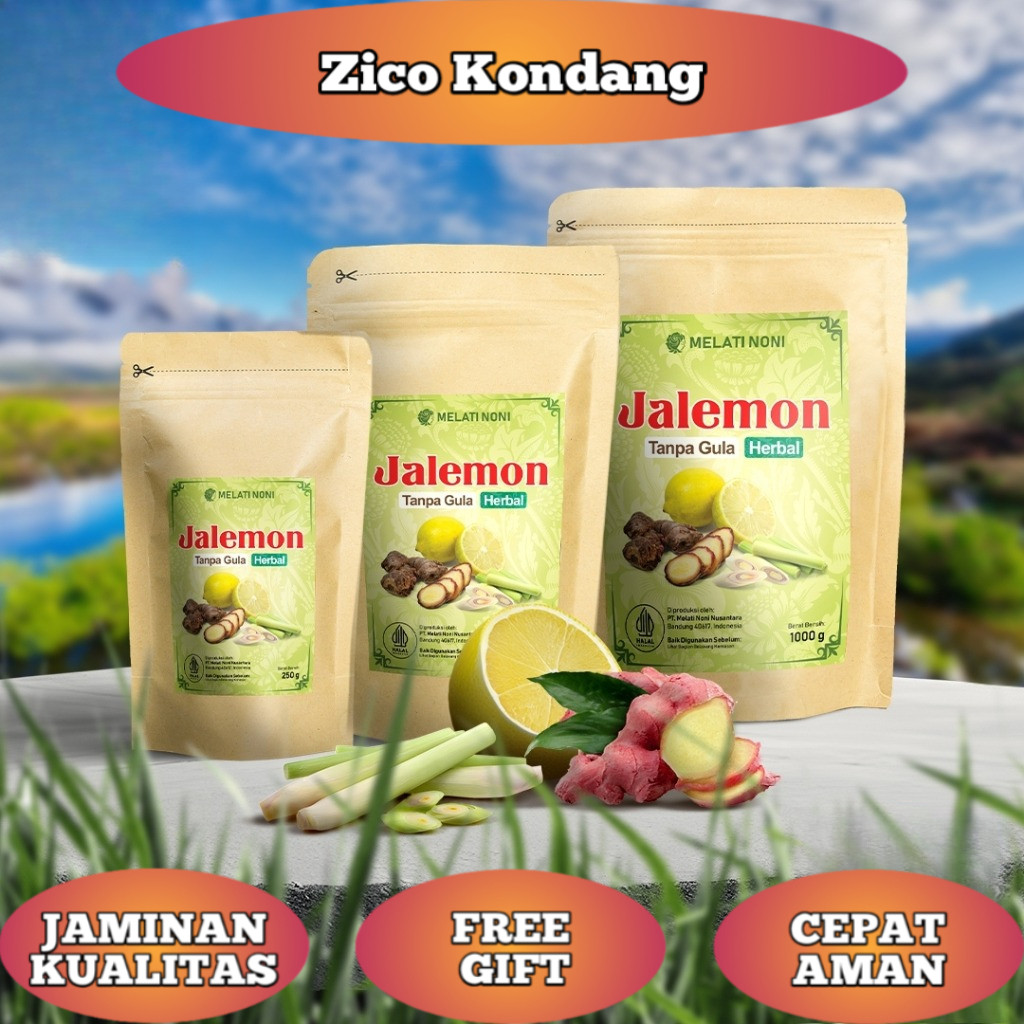 Jalemon Herbal Jahe Merah Lemon Sereh Bubuk Murni Tanpa Gula Detox Alami Melati Noni