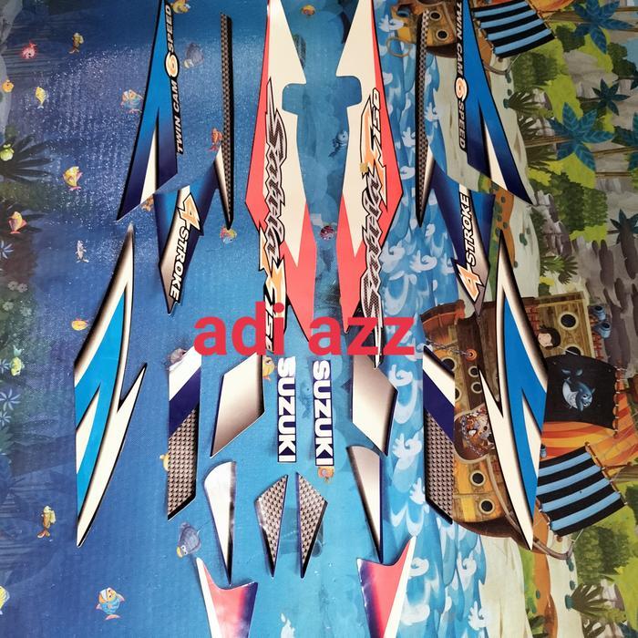 striping stiker lish body satria Fu 150 CBU biru hitam 2005-2007 - Biru
