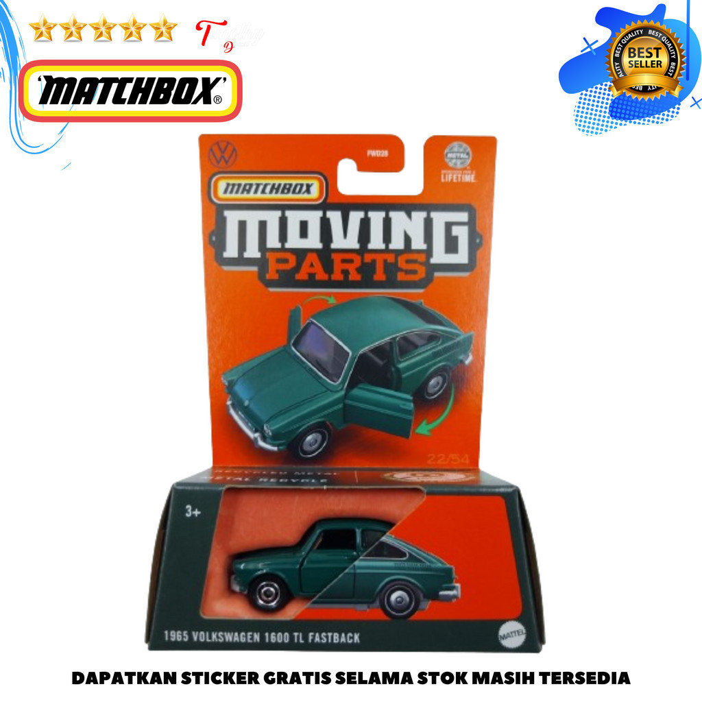Matchbox MBX Moving Parts 1965 Volkswagen 1600 TL Fastback Open Door