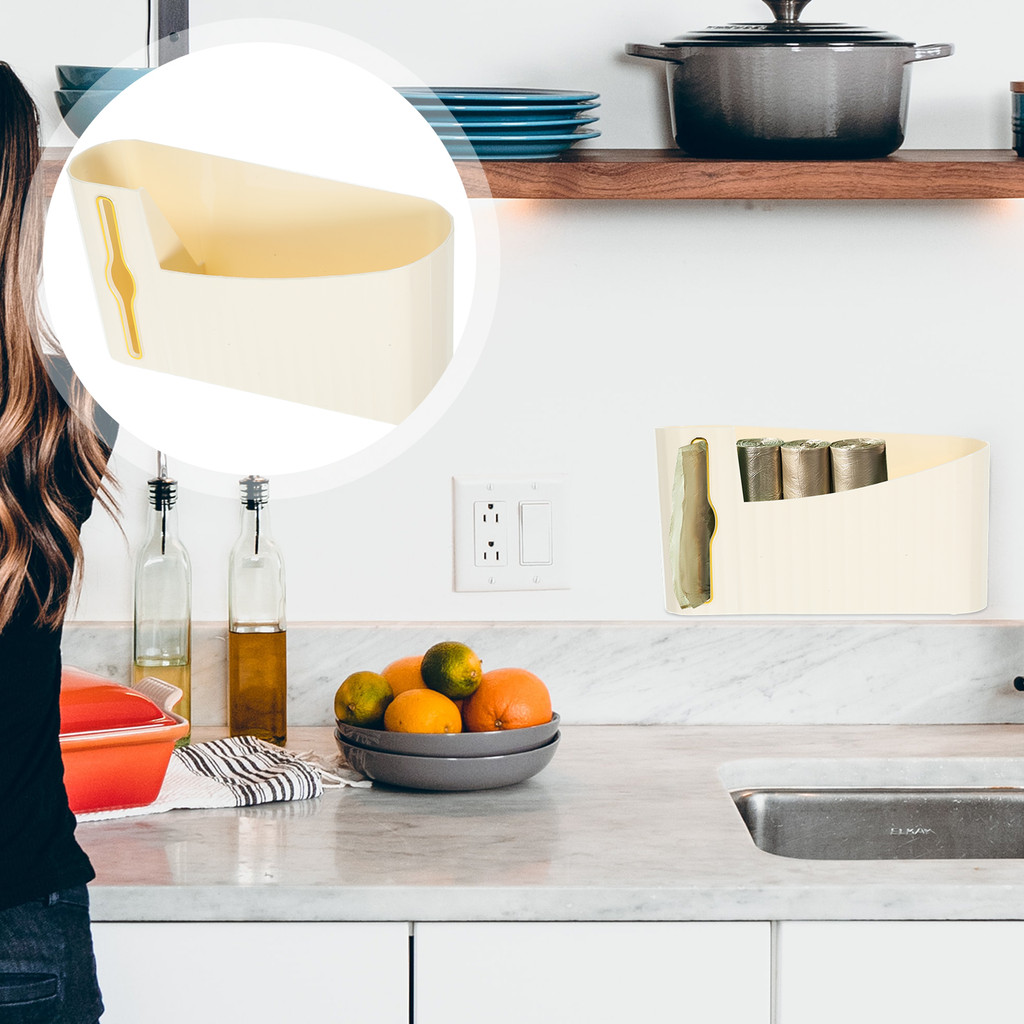 Wall Mounted Large Capacity Punch Free Trash Bag Holder Pet Kitchen Bag Storage Organizer Grocery Po