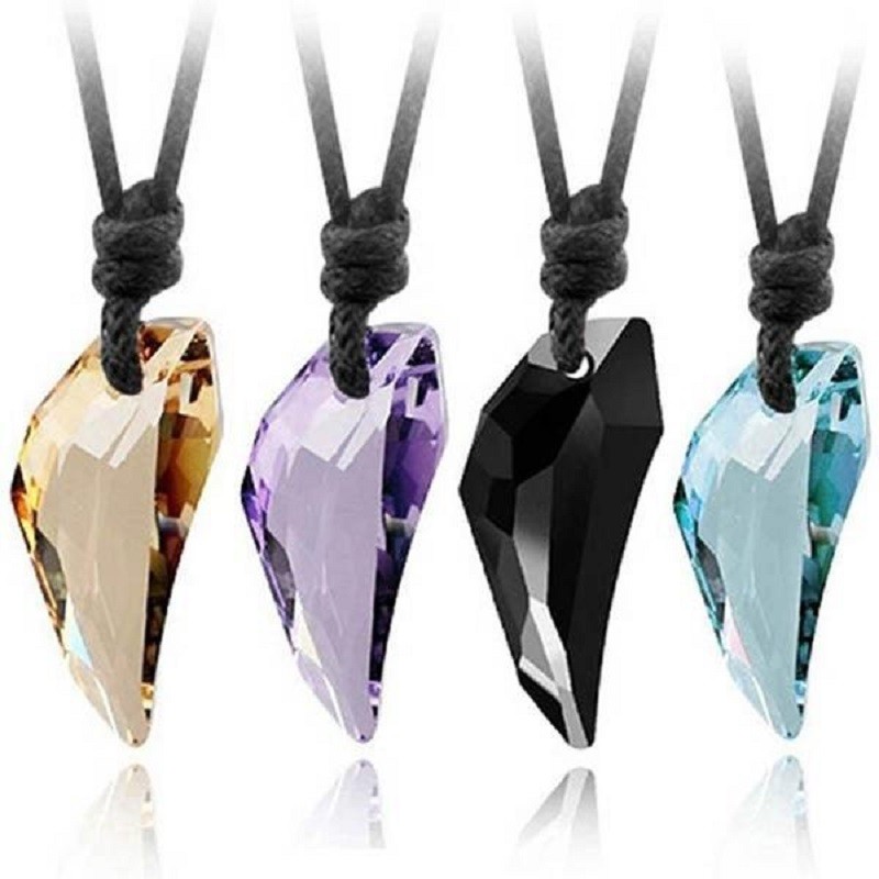 Crystal Wolf Tooth Wax Rope Pendant Couple Necklace New Fashion Unisex Necklace Jewelry Mens Womens 