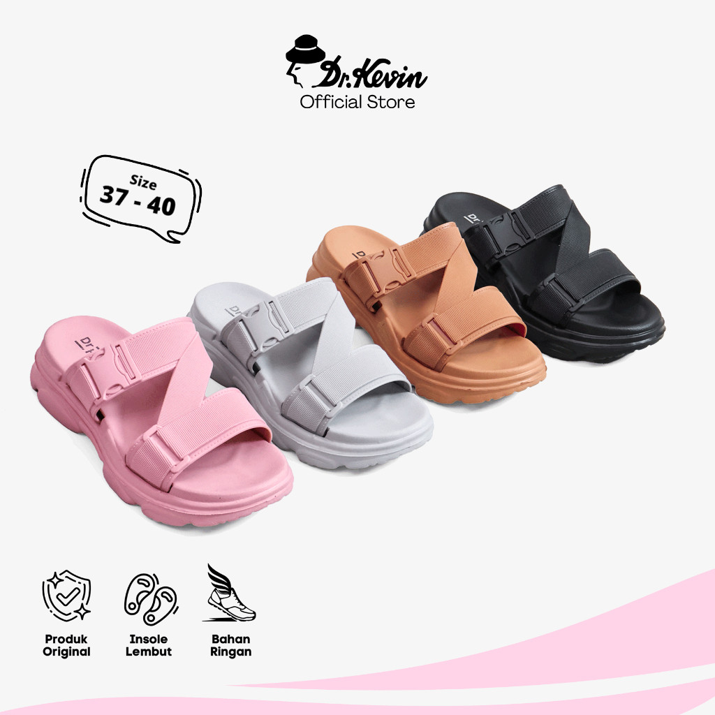 GOLIASPOTSHOP  Dr. Kevin Sandal Selop Wanita Hak Rata Flat Sandal 571-122