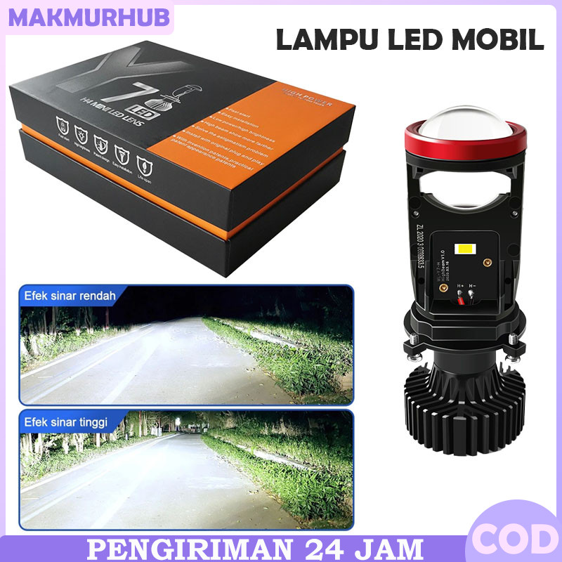 Y7D Lampu Led Mobil Motor H4 Mini Projektor Projie Y7D Lampu H4 Super Terang Lampu Led Motor