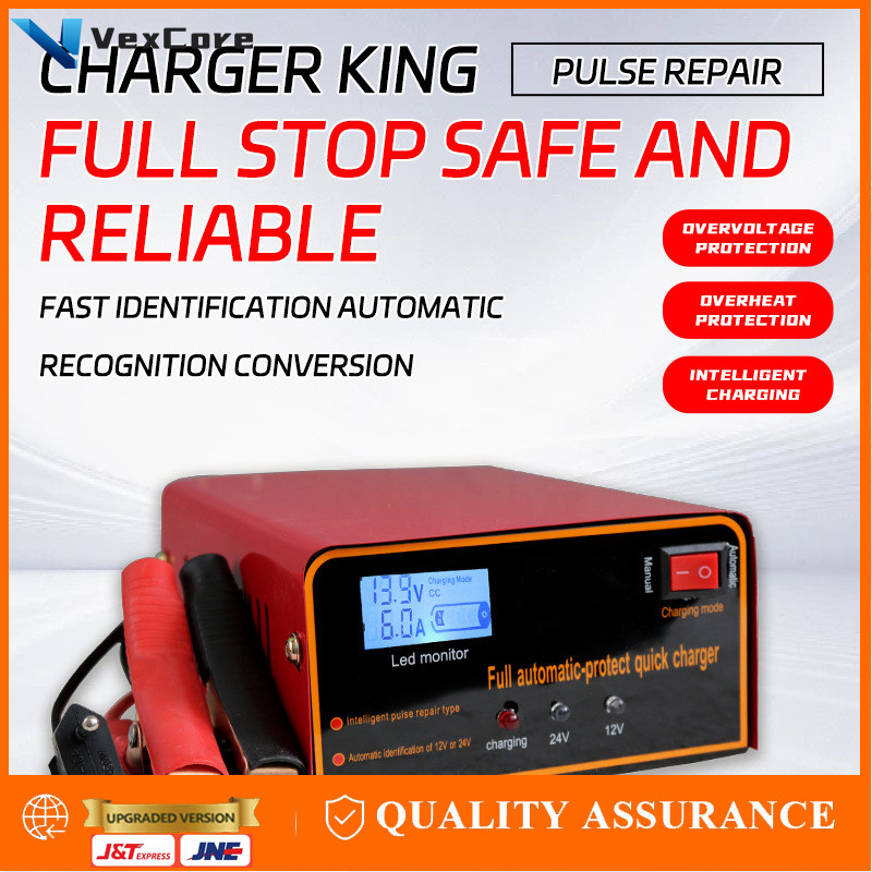 VEXCORE COD Charger Aki Motor Mobil 12V 24V 1500A Charger Aki Otomatis Casan Aki Motor Cas Aki Mobil