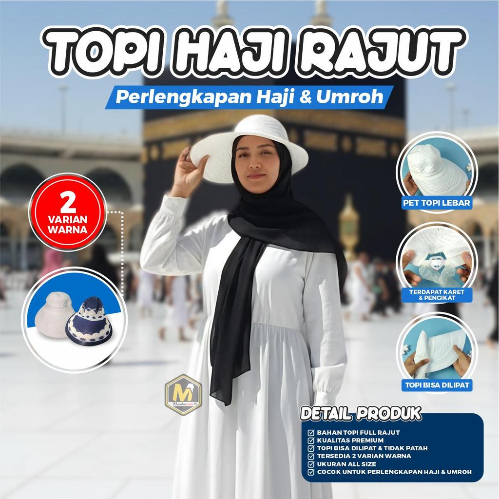 MUMTAZINDO - Topi Haji Rajut Perlengkapan Haji Umroh / Topi Umroh Pet Rajut Elegan Perlengkapan Umro