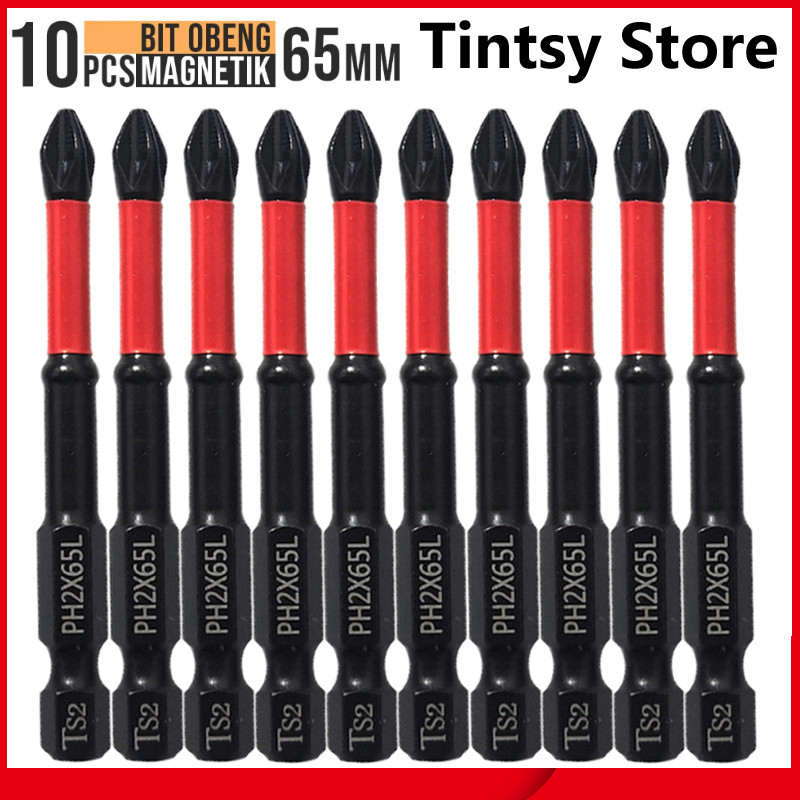 10 Pcs Mata bor Obeng Set kepala mata obeng set Baja 1/4 Inci Bit 65mm Set