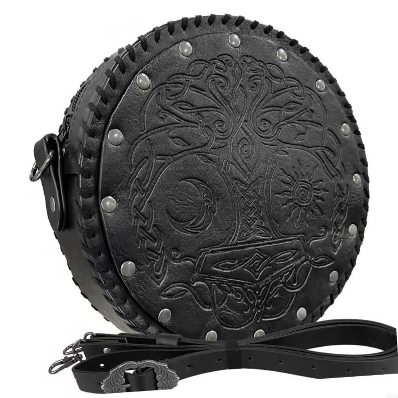 68UA Meeval Side Pack Leather Waist Poues With Leather Belt Vintage Embossed Meeval Belt with Waist 