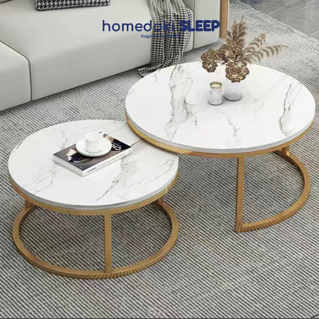 Homdoki Meja Tamu Minimalis Marmer/Meja Ruang Tamu/Meja Aesthetic/Meja Minimalis/Meja Estetik Ruang 