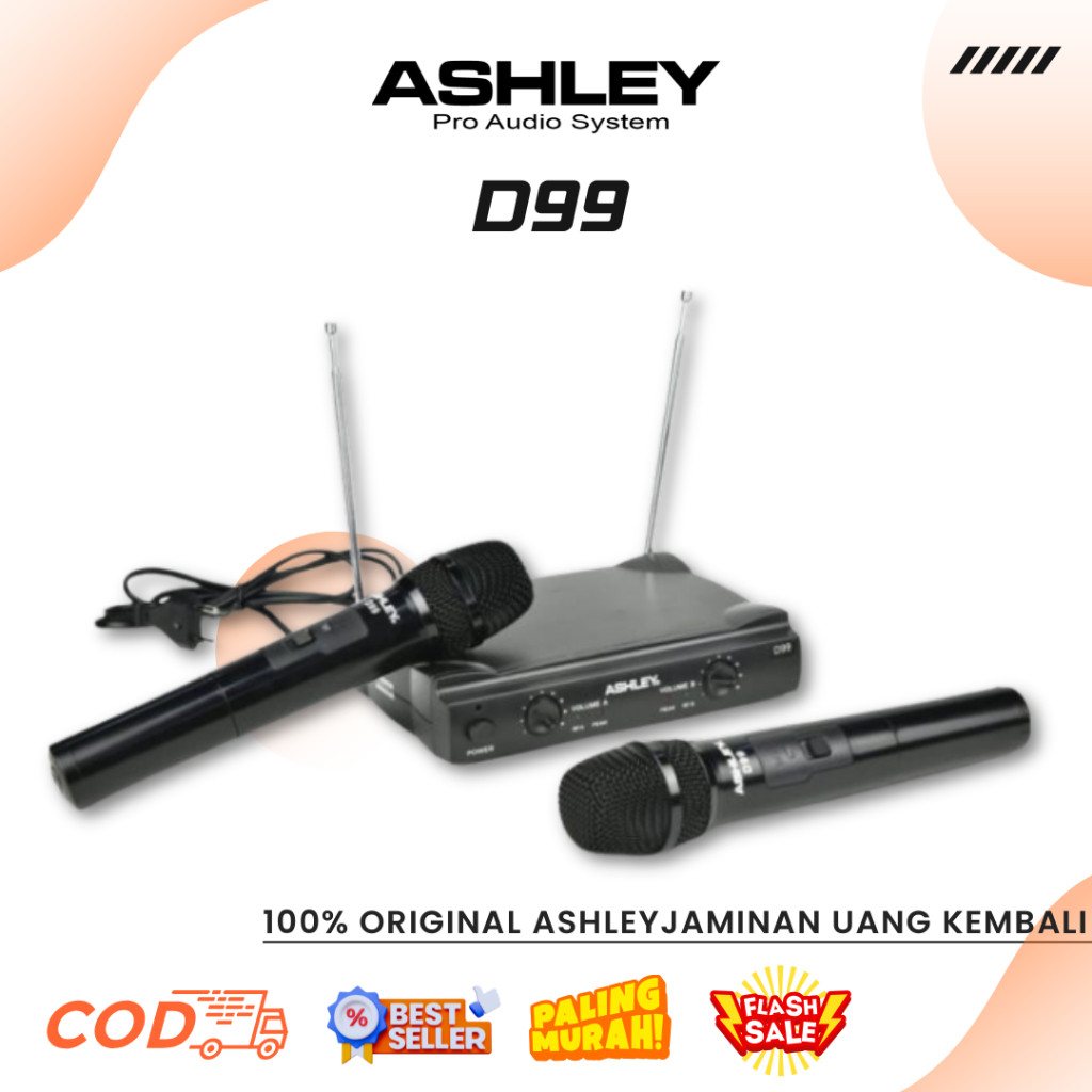Mic Wireless Ashley D99 2 Channel Wireless Microphone