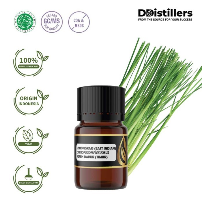 Lemongrass East Indian / Sereh Dapur Essential Oil Pure100%, 2-10ML GS