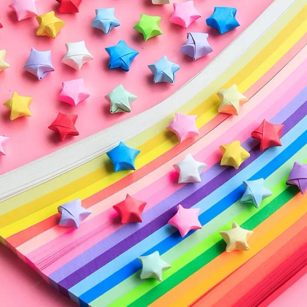 DIY Kertas Bintang Luck Star Origami Paper Rainbow Kertas Origami Bintang , Star Origami Paper
