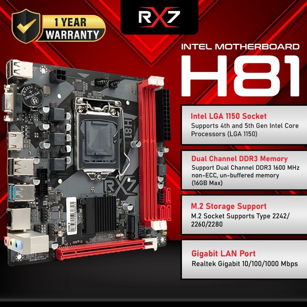 Motherboard RX7 H81 LGA 1150 DDR3 Mainboard H81 SUPPORT NVME
