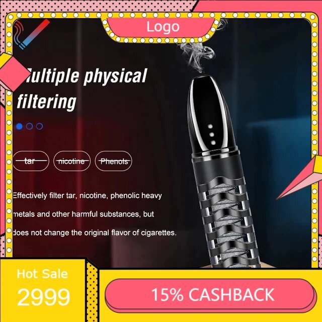PROMO ~ Pipa Asbak Portable Holder Filter Korek Pemantik Rokok USB Recharge Ramah ~ ecasalsabilashop