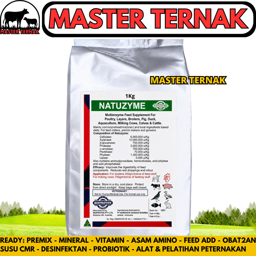 NATUZYME 1 KG - Multi Enzim untuk Ayam Bebek Babi Sapi Kambing Dan Ikan - Enzyme Ayam - Enzyme Terna