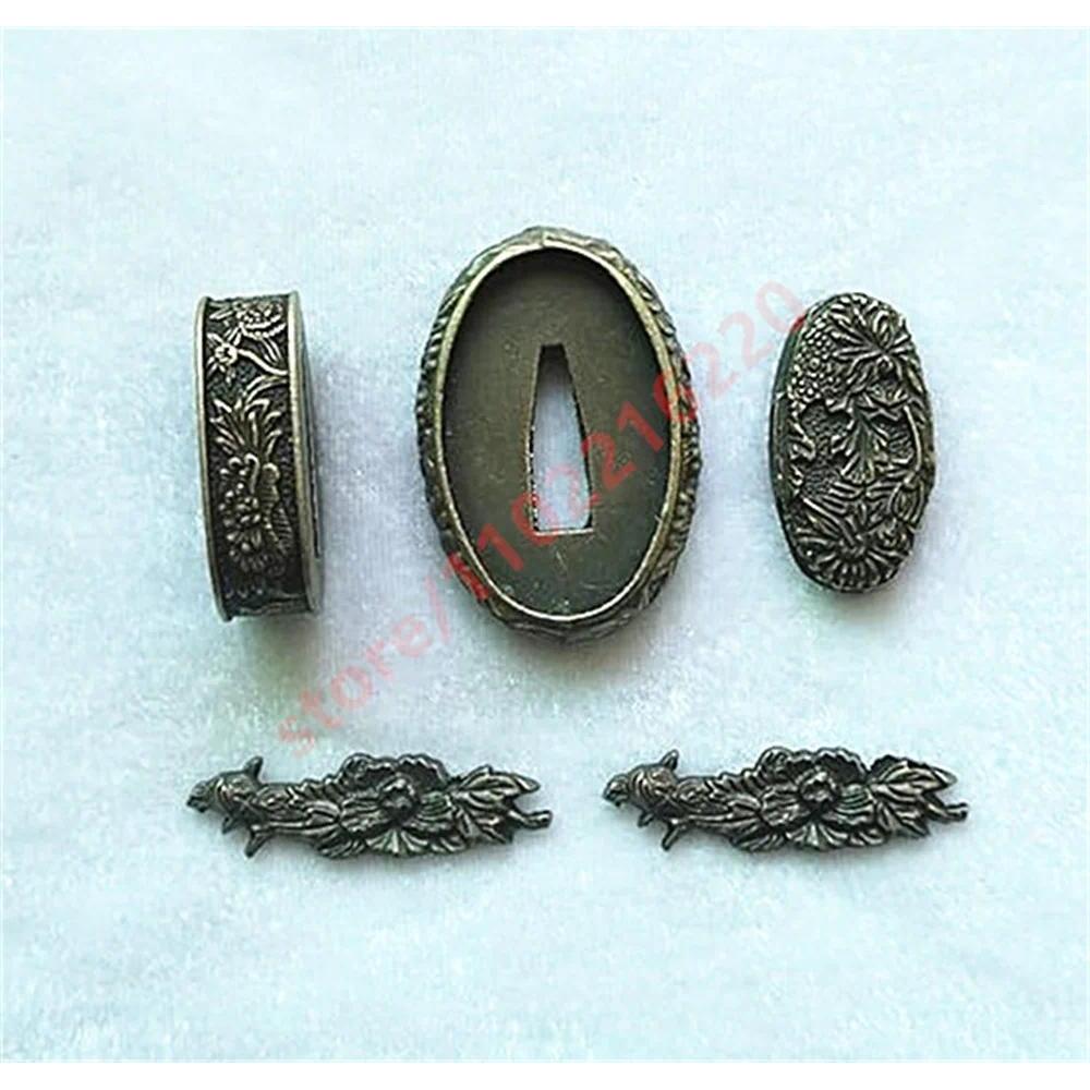 A Set Unique Alloy Tsuba Handguard Guard Fuchi Kashira Menuki For Japanese Real Japan Samurai Katana