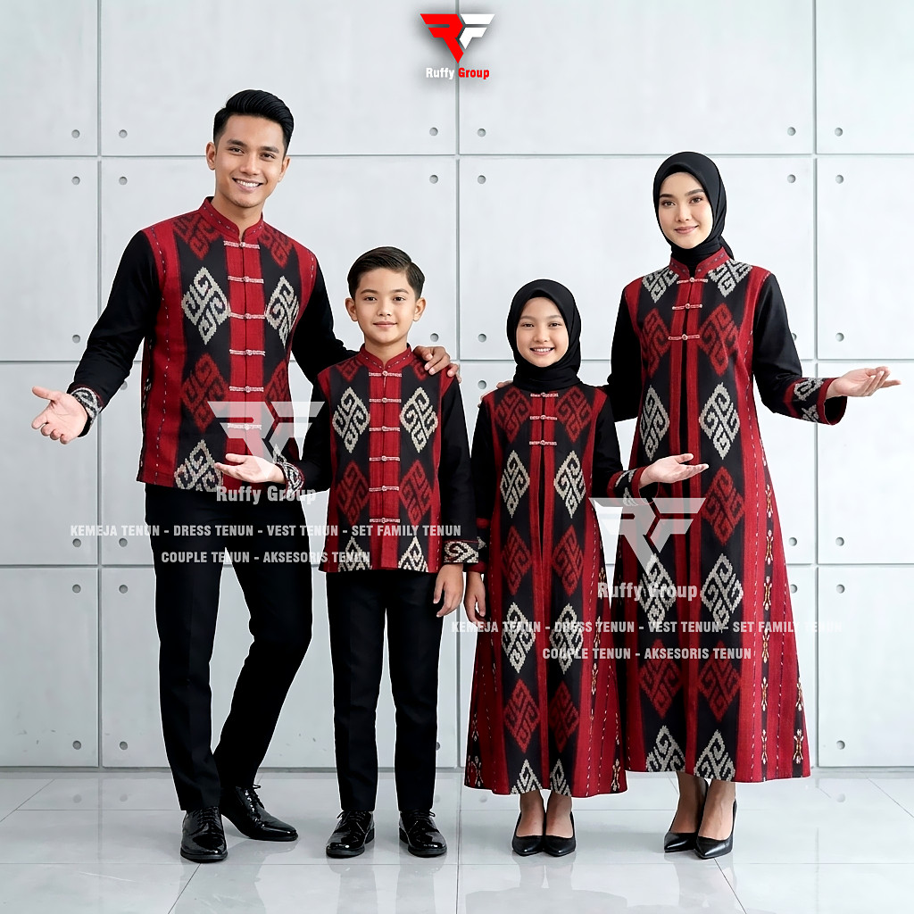 RASTRA TENUN - ARUNIKA Set Couple Family Cheongsam Kemeja Gamis Kondangan Lamaran Prewedding Baju Te