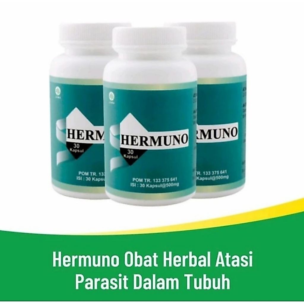30 Kapsul Hermuno Asli - Obat Herbal Anti Parasit Alami, Membunuh Parasit, Melancarkan Pencernaan, M