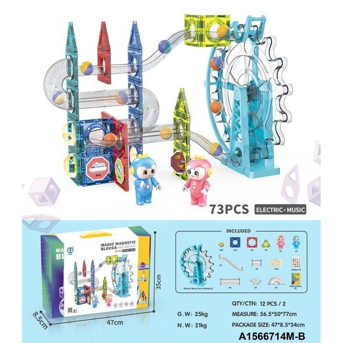 Marble Light Marble Run Block Magnetic Tiles LED Music Light Sound - 73 musik led