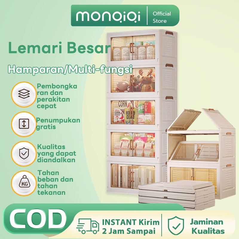 MONQIQI 6L Lemari plastik susun storage box lemari pakaian plastik kotak penyimpanan baju box penyim