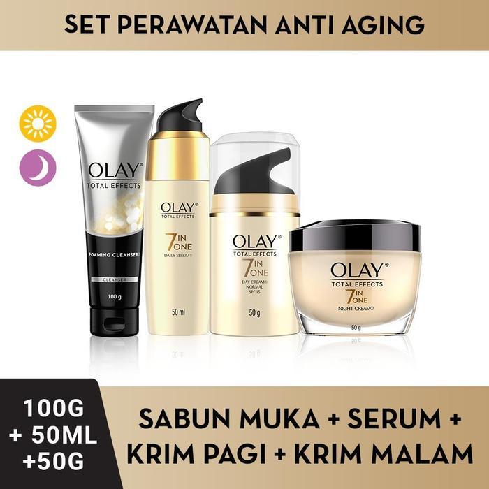 [Paket Hemat] Olay Set Perawatan Wajah Total Effects Anti Aging - Original