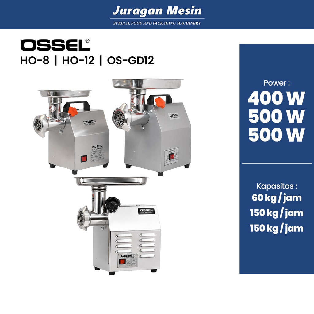 OSSEL Giling Daging Listrik Gilingan Daging Heavy Duty HO-12 OS-GD12 150kg/Jam OSSEL