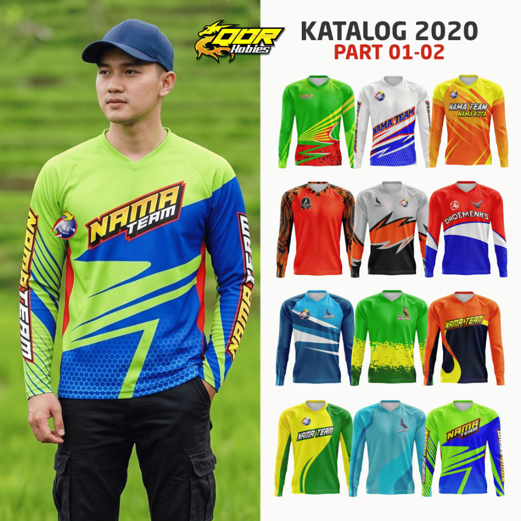 Jersey Custom Merpati QDR HOBIES Katalog 2020 part 01-02 Dry-Fit Polyester Tangan Panjang Full Print