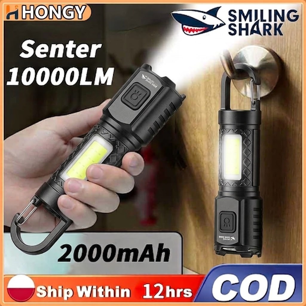 Senter LED Super Terang/Super Terang 10000 Lumens Lampu Cas Flashlight Zoom Swat Police