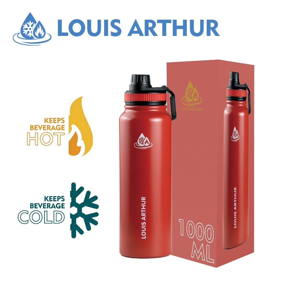 JANGANLIRIK LOUIS ARTHUR Botol Air Portabel 304 Stainless Steel dengan Pegangan Insulasi Vakum