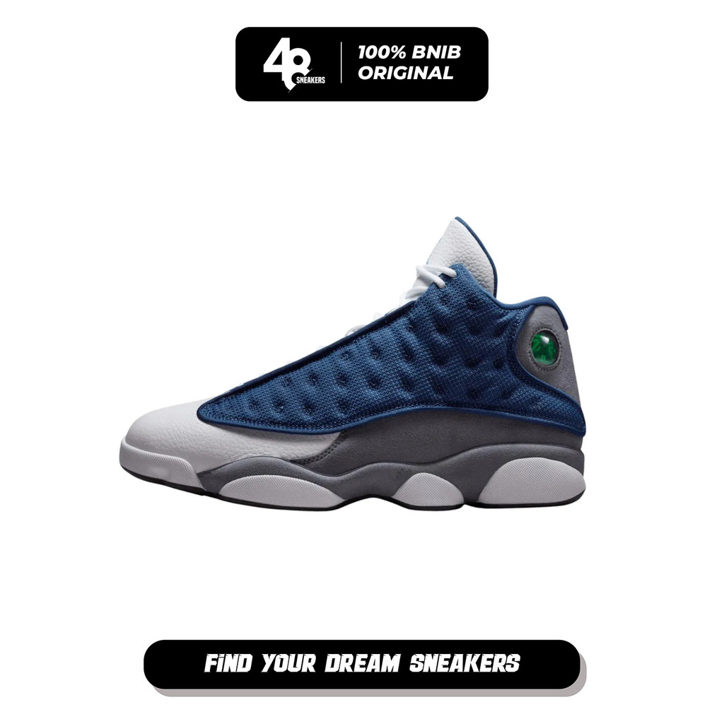 Sepatu Basket Pria Nike Air Jordan 13 Retro Navy/University Blue/Flint Grey (IW3808-400) Original