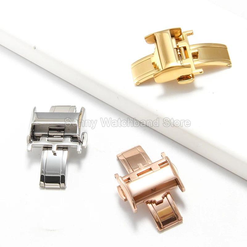 316L Stainless Steel Butterfly Deployment Clasp Silver Golden Rose for Longines Master Flagship Watb