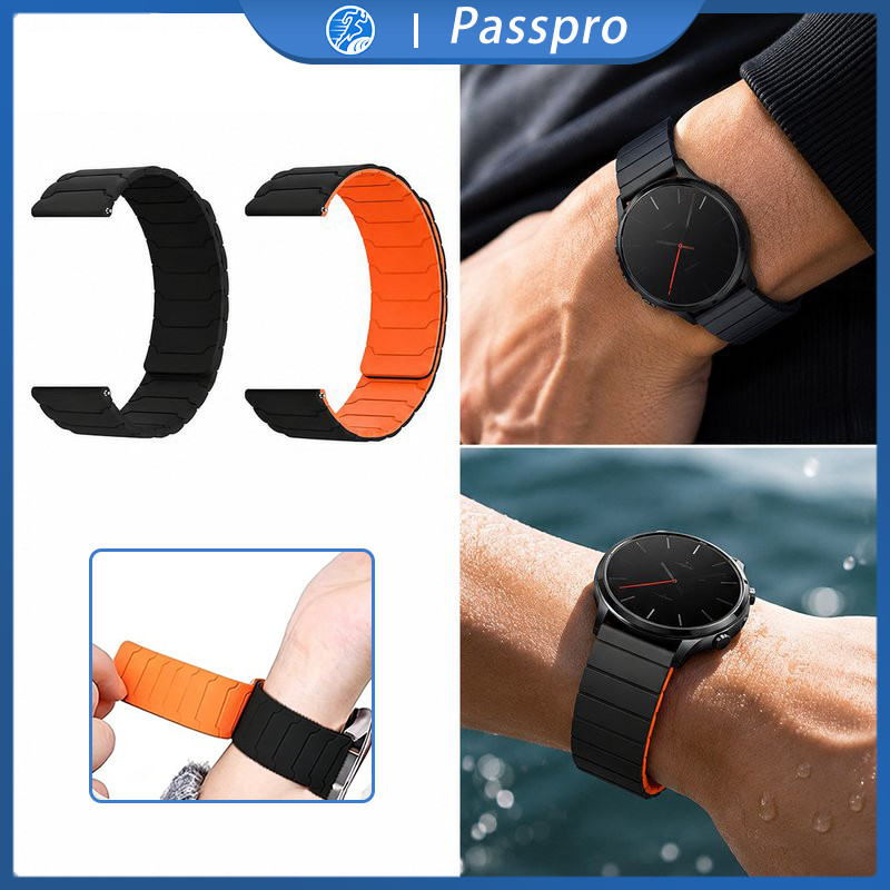 Tali Jam Karet Silicone Magnet Buckle 22mm Quick Release Strap Smartwatch Garmin Casio Seiko Huawei