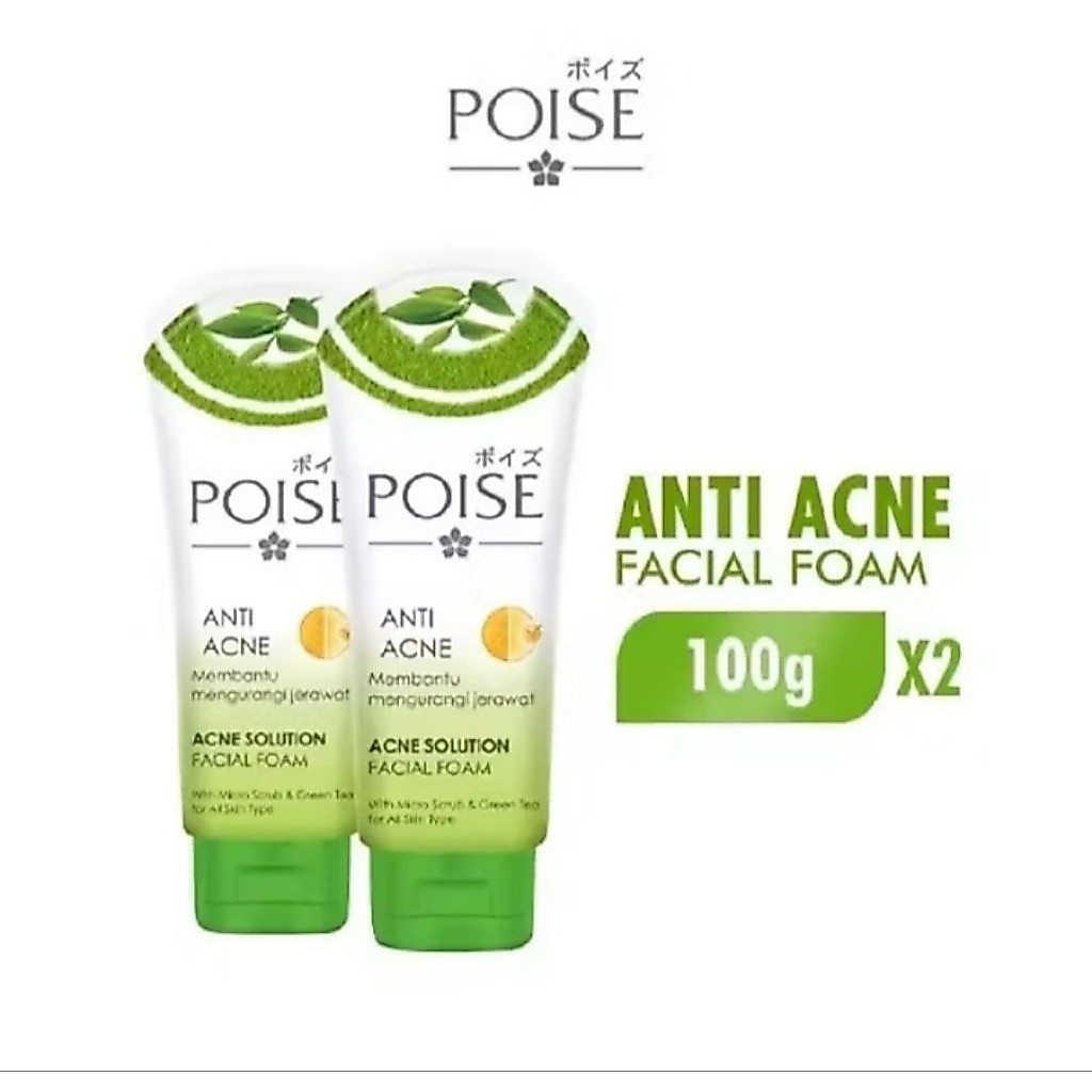 (PAKET HEMAT ISI 2 PCS) POISE FACIAL FOAM ANTI ACNE 100GR
