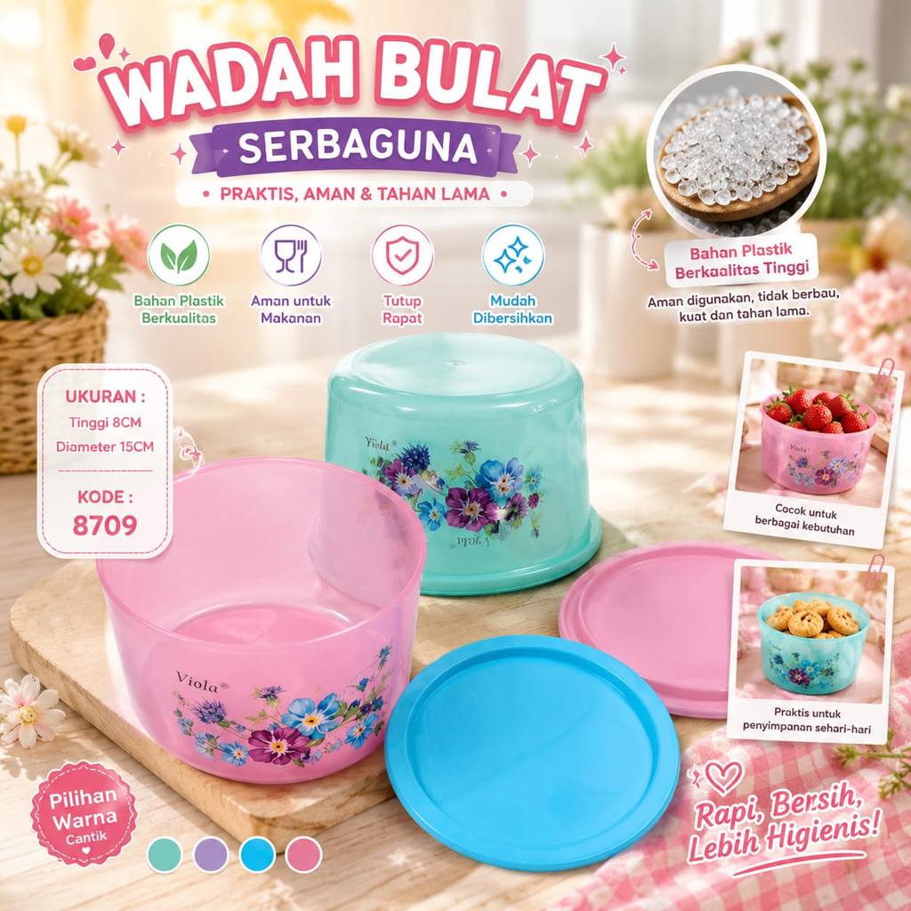 TOPLES VIOLA MOTIF BUNGA / TOPLES SERBAGUNA PLASTIK TEBAL VIOLA8709/120