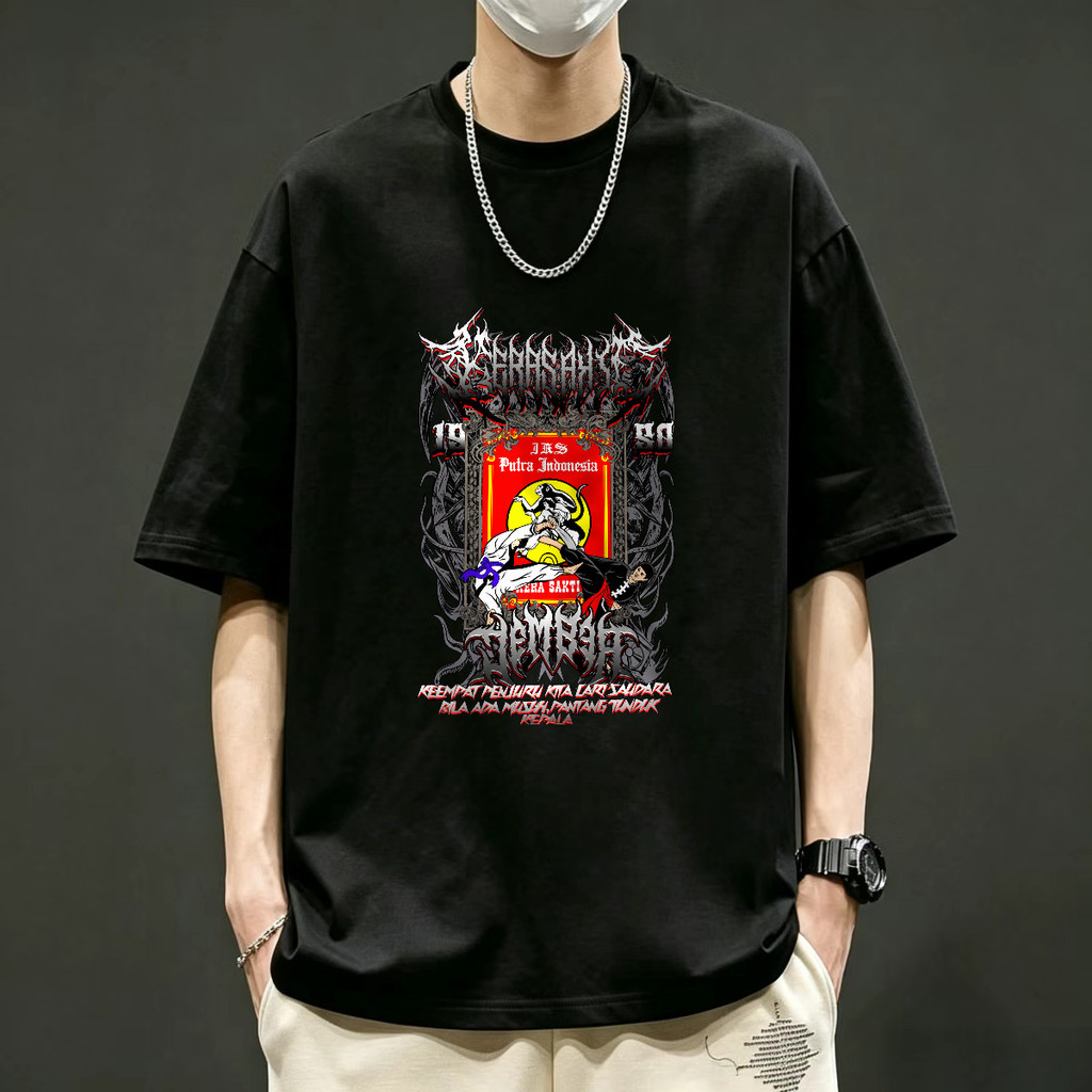 Kaos Pria T Shirt Oversize Pencak Silat Indonesia Kaos Vintage Black Metal Kaos Band Unisex American