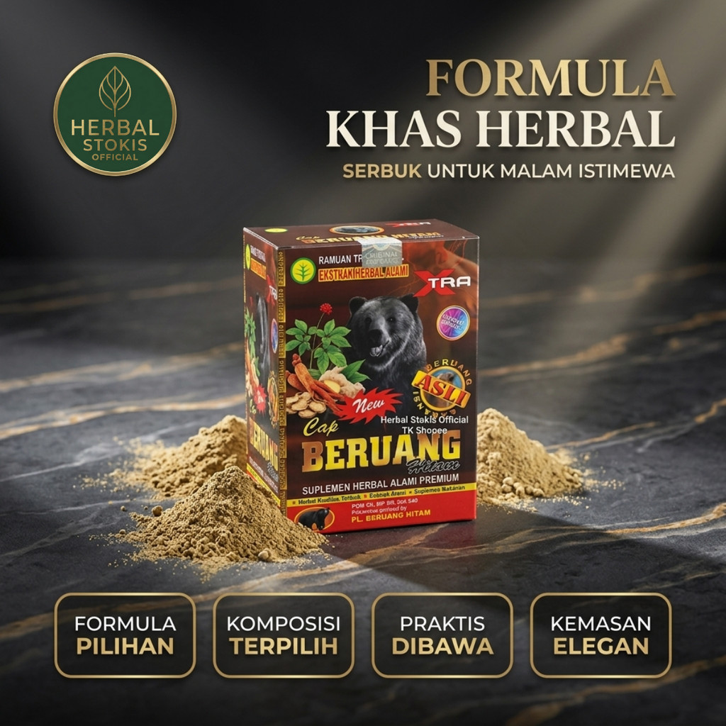 BERUANG HITAM Serbuk Jamu Premium Herbal 10 Sachet – Racikan Herbal Pilihan Berkelas