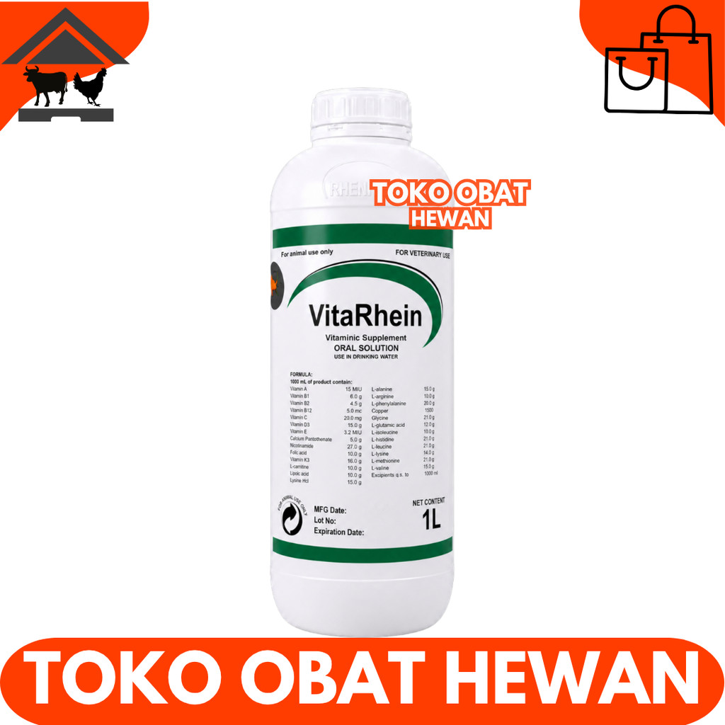 VITARHEIN 1 LITER - Premix Cair Vitamin Asam Amino Pemacu Pertumbuhan Ternak Ayam Sapi Domba Babi