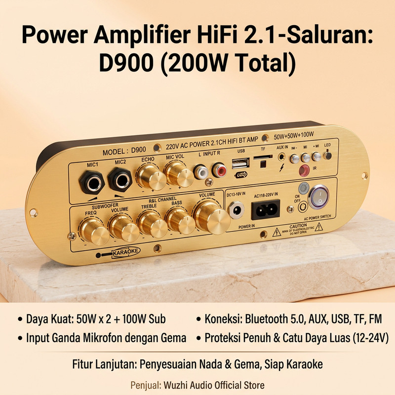 COD Power Amplifier F14modul amplifier bluetooth 2.1 channel D900 D800 bass kuat daya 100W support U