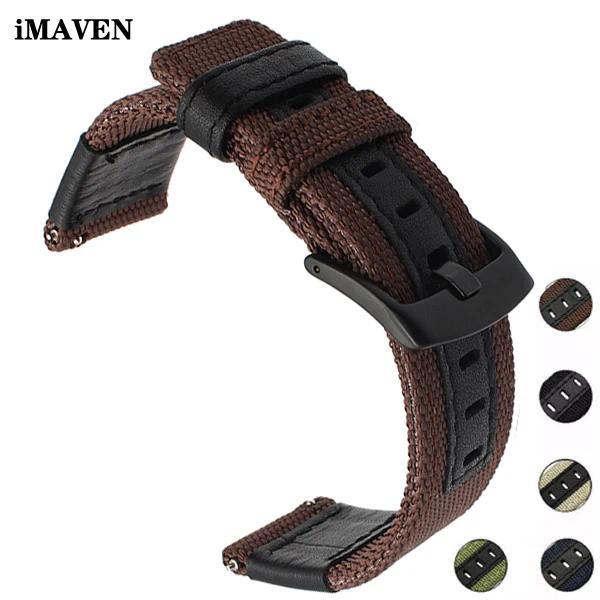 Canvas Nylon + Leather Watch Band For Jeep Diesel Fossil 20mm 22mm 24mm Men Watch Strap Longer Wrist