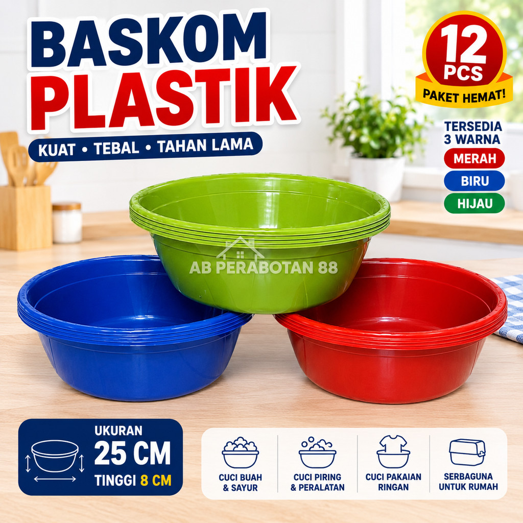TERPERCAYA !! Baskom Plastik 25 cm / Baskom Murah / Baskom Plastik Hajatan / Baskom Plastik Motif Po