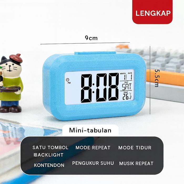 DIGITAL Jam Weker Digital Jam Weker Pintar / Digital Smart Alarm Clock - Weker Biru