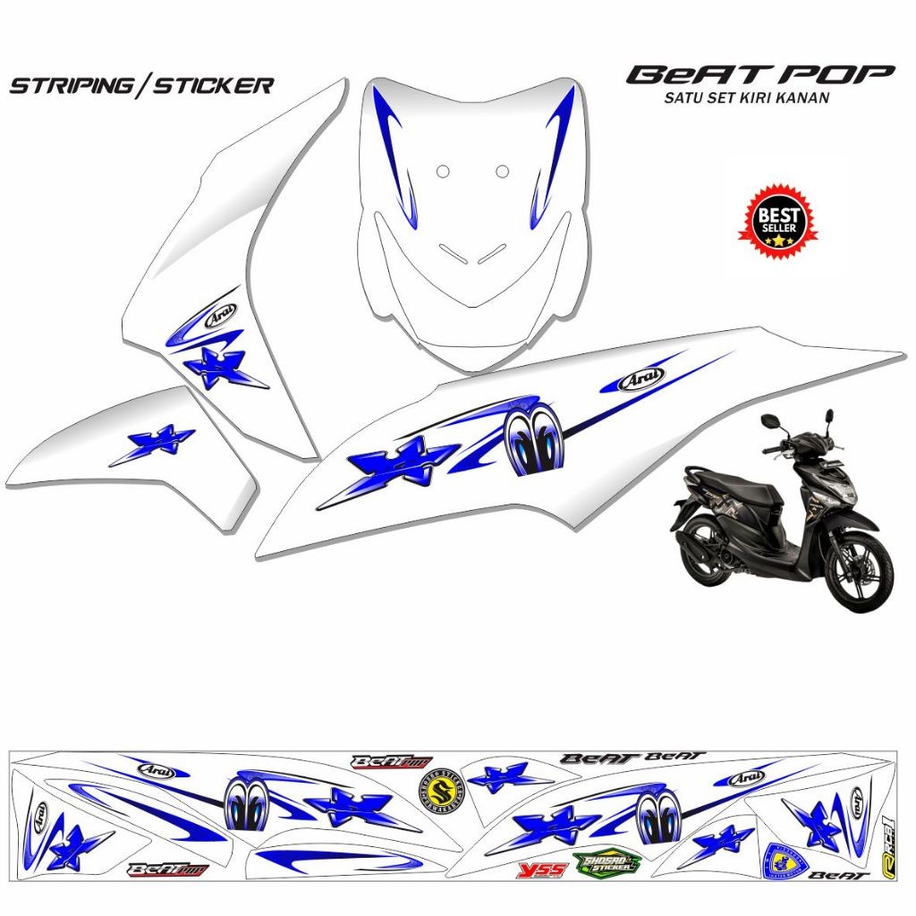 STIKER MOTOR BEAT POP FI POLET KEREN MOTIF VARIASI STRIPING BEAT POP STIKER MOTOR