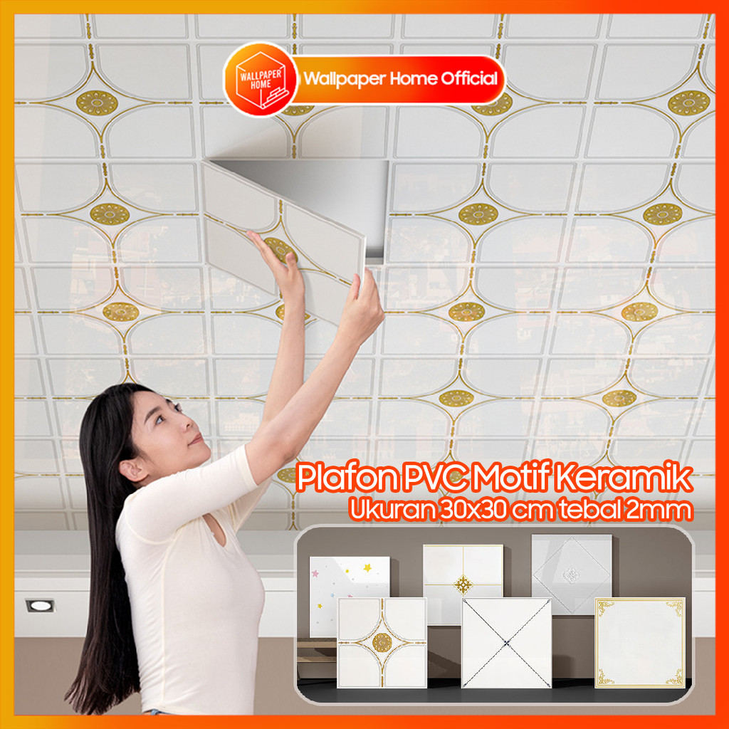 Wallpaper Home - Plafon PVC Motif Keramik 30x30 cm Anti Air Wallpaper Langit-Langit Dekorasi Modern