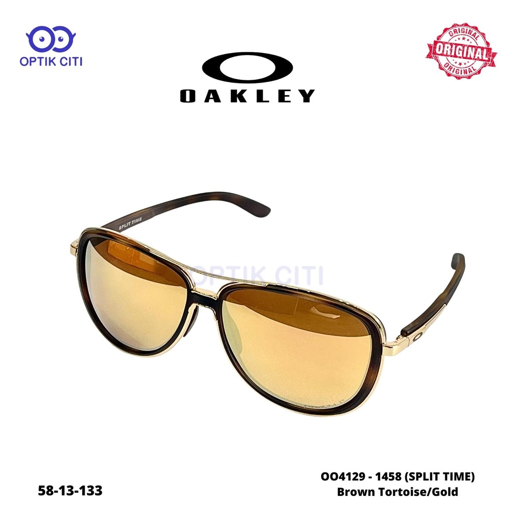 Kacamata Sunglass Pria Original Polarized Oakley Split Time OO4129 - 1458 - Brown Tortoise / Gold