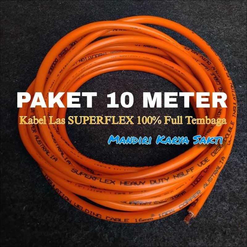 [PAKET 10 METER] KABEL LAS SUPERFLEX ORANGE 16MM [100% FULL TEMBAGA] | KABEL LAS 16MM SUPERFLEXBLE 1