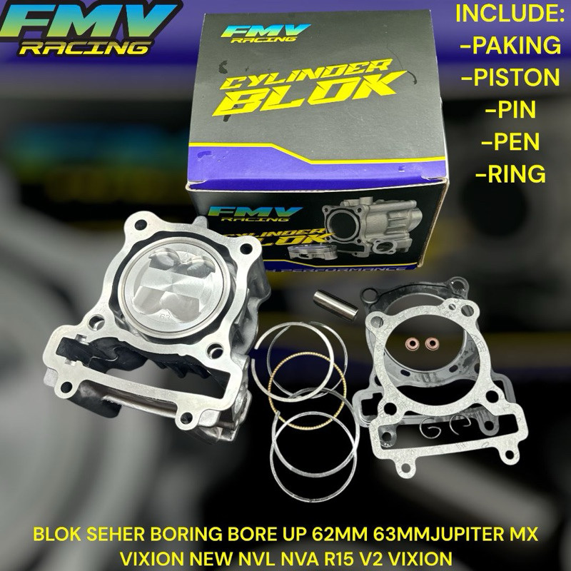 BLOK SEHER BORING FMV BORE UP JUPITER MX VIXION VIXION 62MM 63MM BORE UP FMV RACING