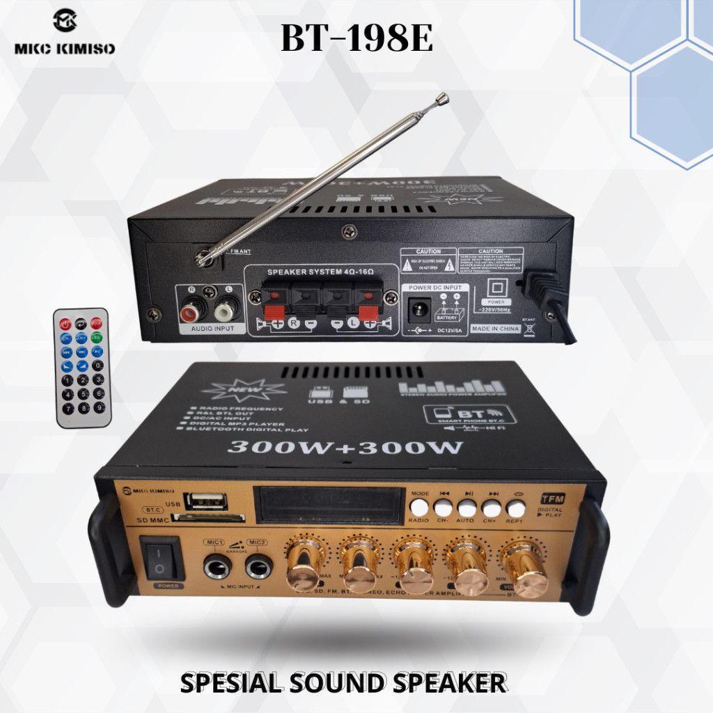 AMPLIFIER BT-198E PRO 2000w STEREO POWER AMPLIFIER AUDIO BLUETOOTH  KARAOKE HOME TEATHER MKC KIMISO 
